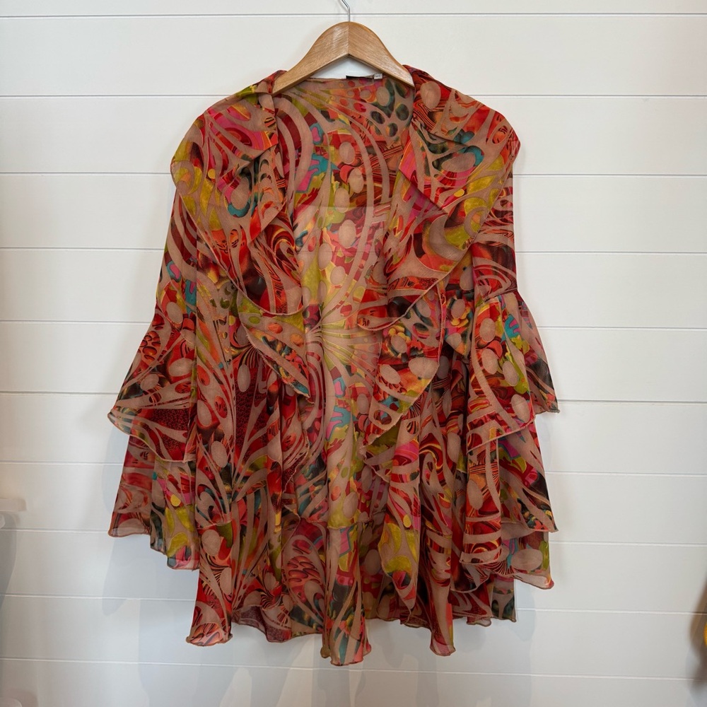 Pegasus Elegant Multicolor Sheer Women's Blouse Medium / Large